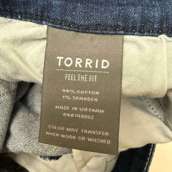 Torrid Dark Blue Distressed Jean Shorts - Picture 4 of 4